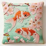 FanZheZhe Kit de broderie au point de croix estampillé,DIY de Coussin à Broder Carpe koï 11ct45x45cm DIY Main Brodé Housse Sans Noyau D'oreiller pour Débutants et Adulte.