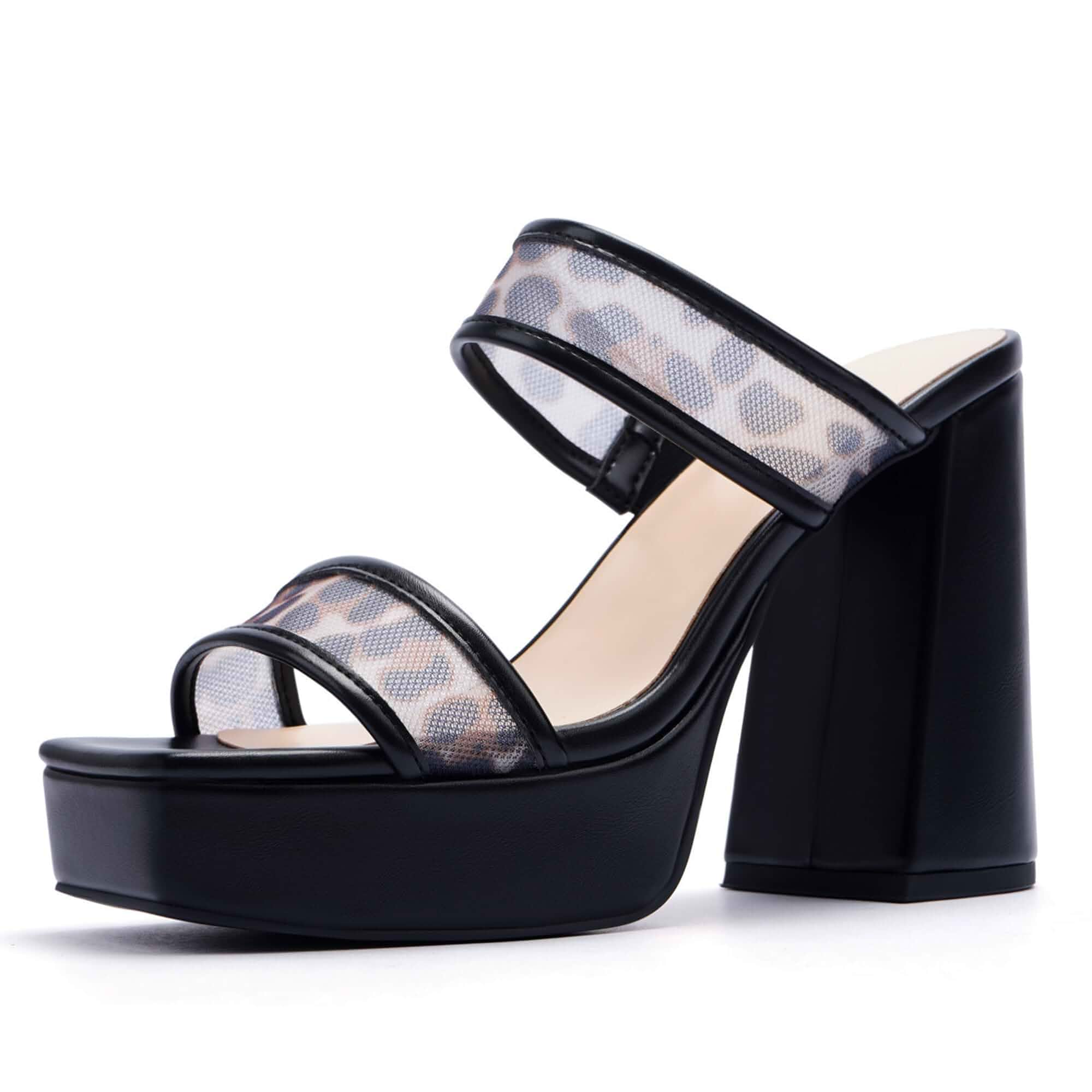 Platform Heels for Women Square Open Toe Chunky Heel Two Strap Sandals Slip On,All-Day Comfort Sole, Comfort Shoes for Weddings, Bridal Events, Dress, Parties & Daily Wear