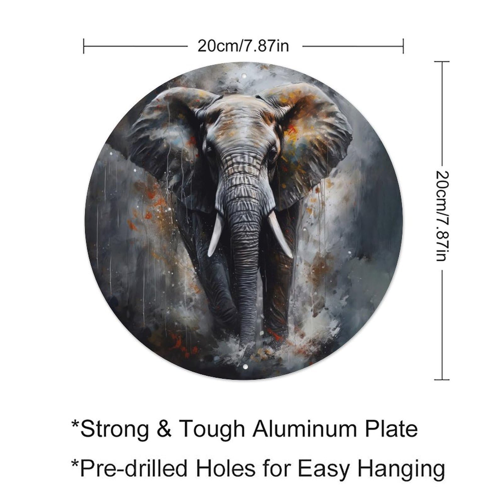 Cwbufd Vintage Style African Elephant Wildlife Abstract Textured Background Power Vintage Metal Tin Sign Plaque Wall Decor For Cafe, Club Bar, Office, Garden Metal Poster 8X8inch