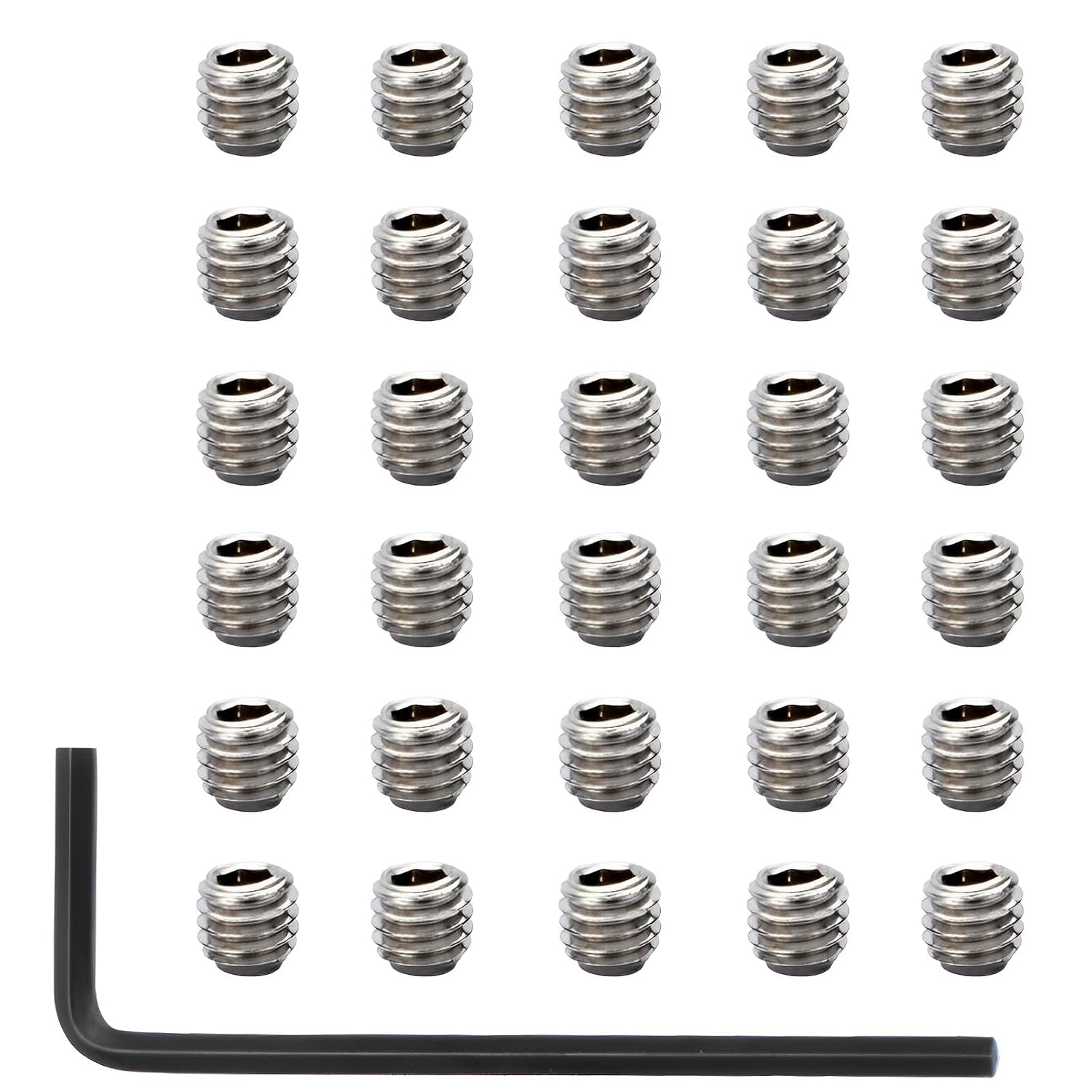 10-32 x 3/16" Socket Set Screws 30Pcs Allen Head Hex Socket Set Screws Stainless Steel Cup Point Hexagon Allen Screws with Hex Key Wrench