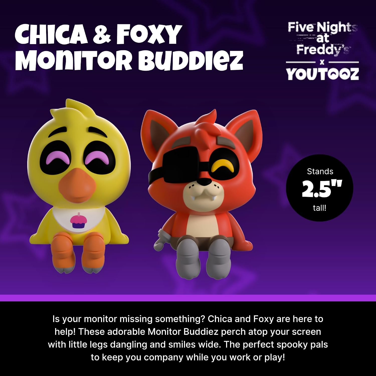 Youtooz FNAF Chica and Foxy Monitor Buddies - Five Nights at Freddy's Desk Decor - 2.5" Figures for Fans of Five Nights at Freddy's