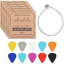 Nylon Ukulele Strings Kit with 6 Sets Strings & 10 Pieces Ukelele Felt Picks Strings Accessories for Soprano 21 Inch Concert 23 Inch Tenor 26 Inch Ukulele