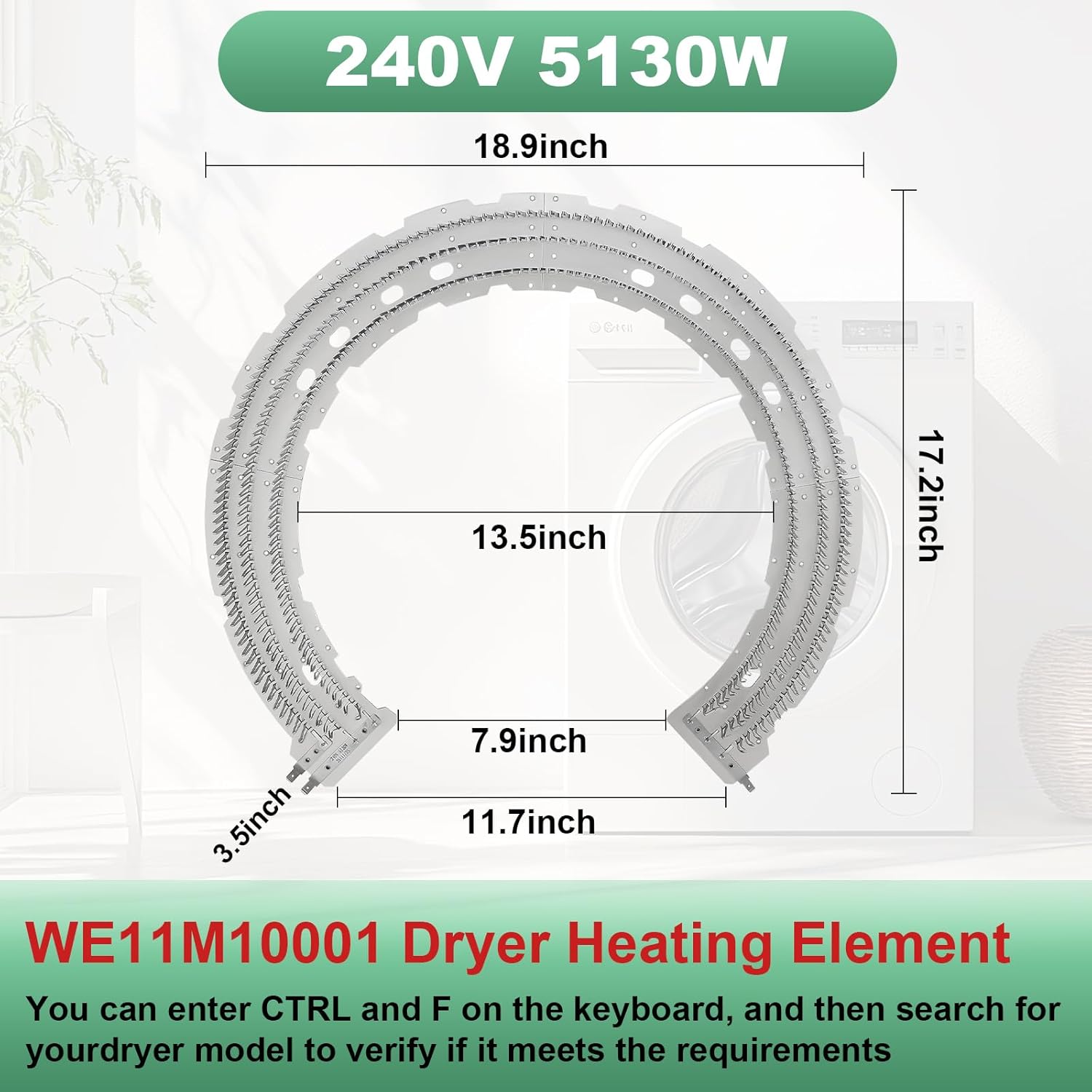 for ge dryer heating element replacement (oem) for ge dryer parts, compatible with ge dryer mica heater replace gtd42easj2ww we11m10001 we11m32 heating element for dryer, 240v 5130w