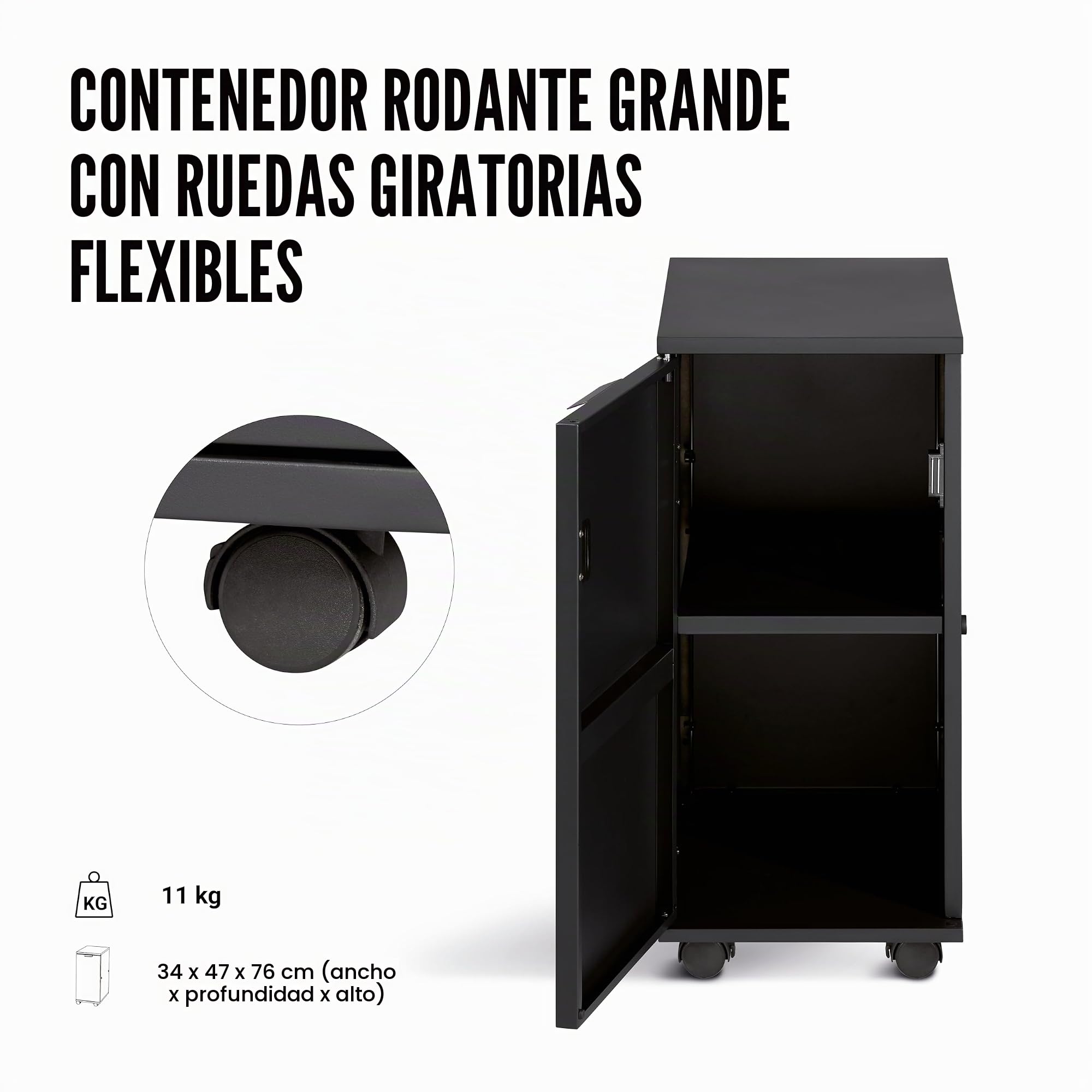 Enders Mesita auxiliar y modular negra como almacenaje para fiestas de barbacoa - Mesa auxiliar barbacoa con dos imánges fuertes como carrito con ruedas para terraza y jardín #8818