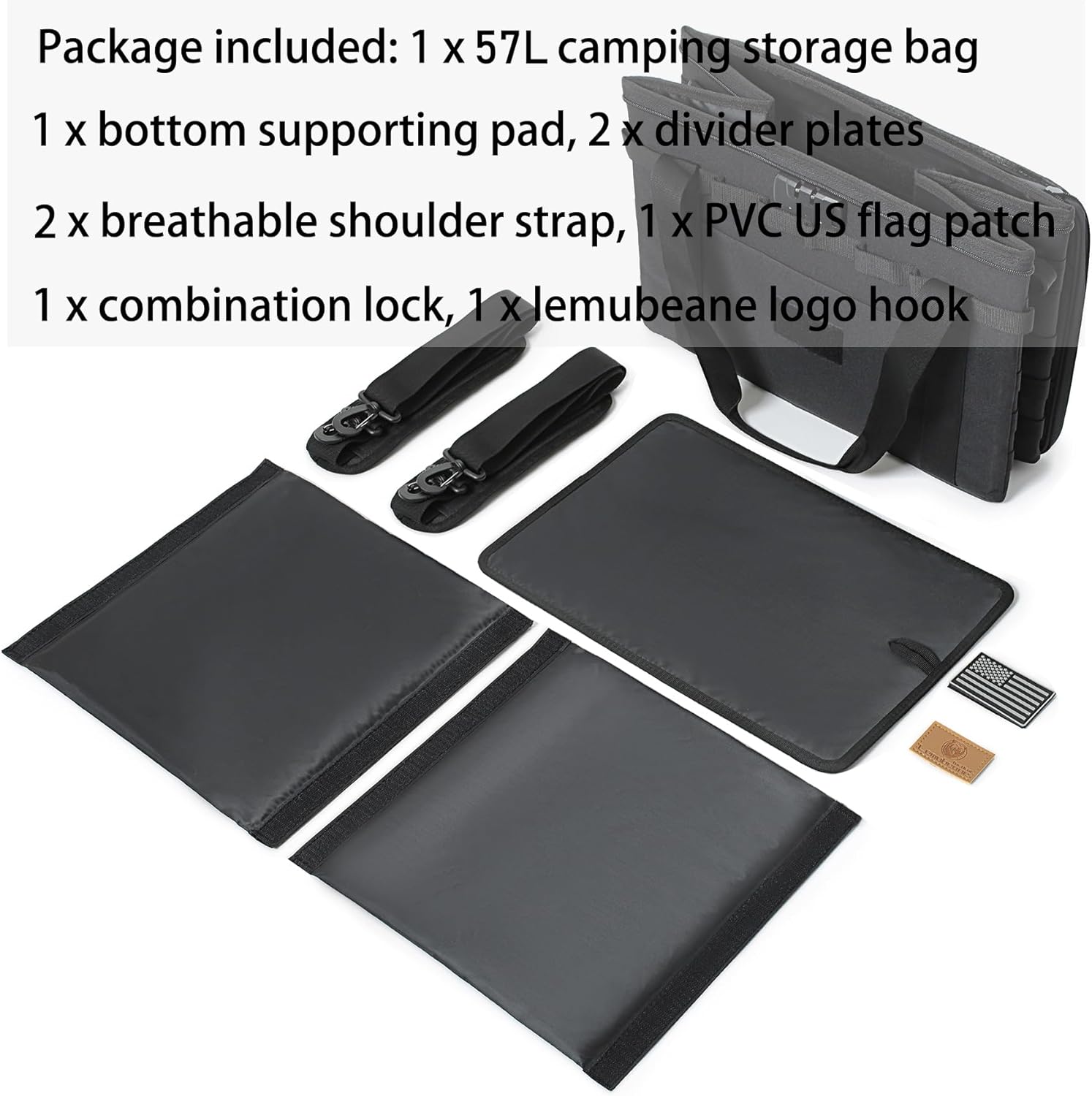 Tactical Camping Storage Bag - 38L Utility Tote Bag Organizer with Combination Lock and Shoulder Strap - Image 5