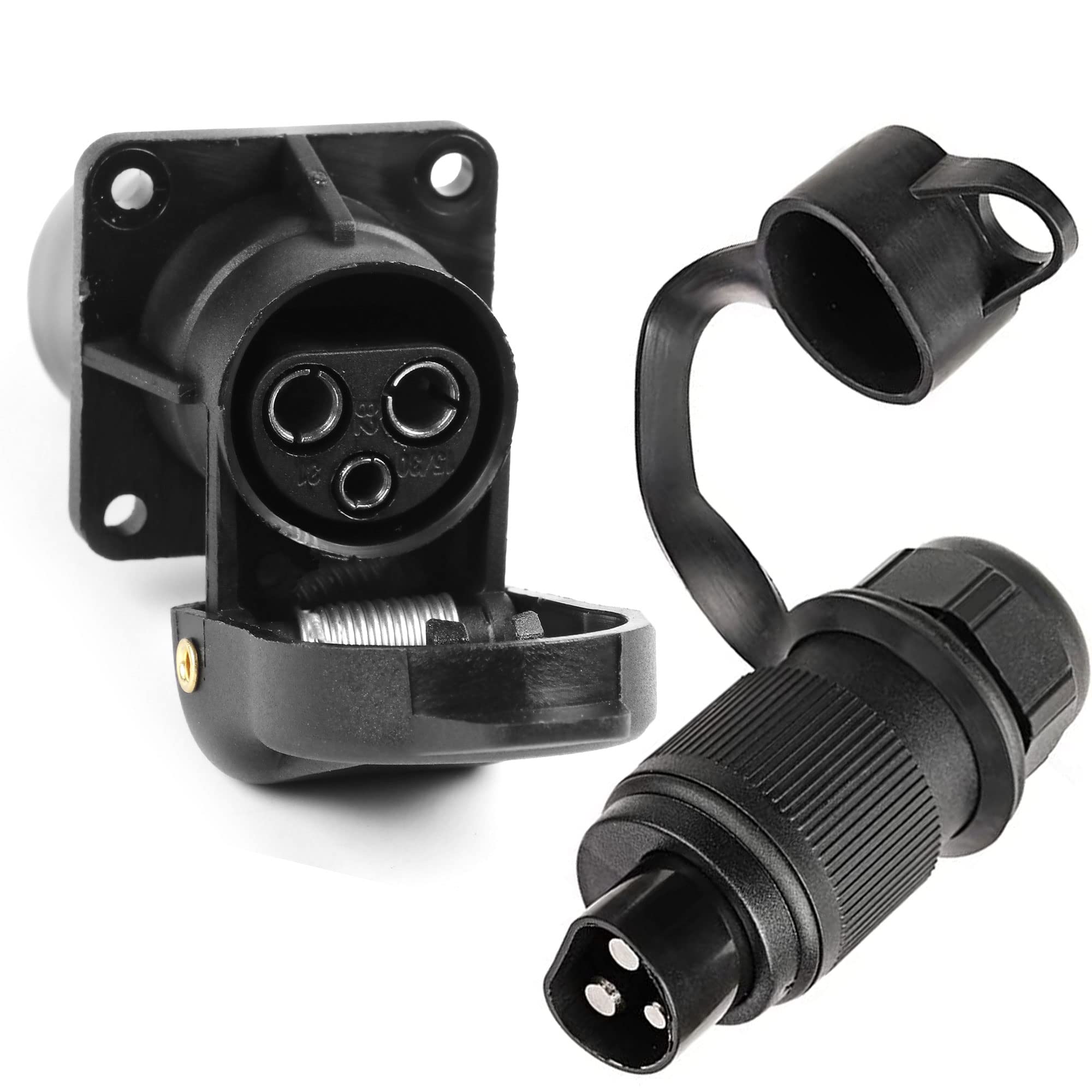 DARKGUARD Dreipoliger Stecker Traktor und 3Poliger Steckdose Traktor,3polig Landwirtschaftliche Stecker Steckdose 12v und 24v,Adapter 3polig für Wohnmobile Anhänger Boot (Stecker und Steckdose K1S41)