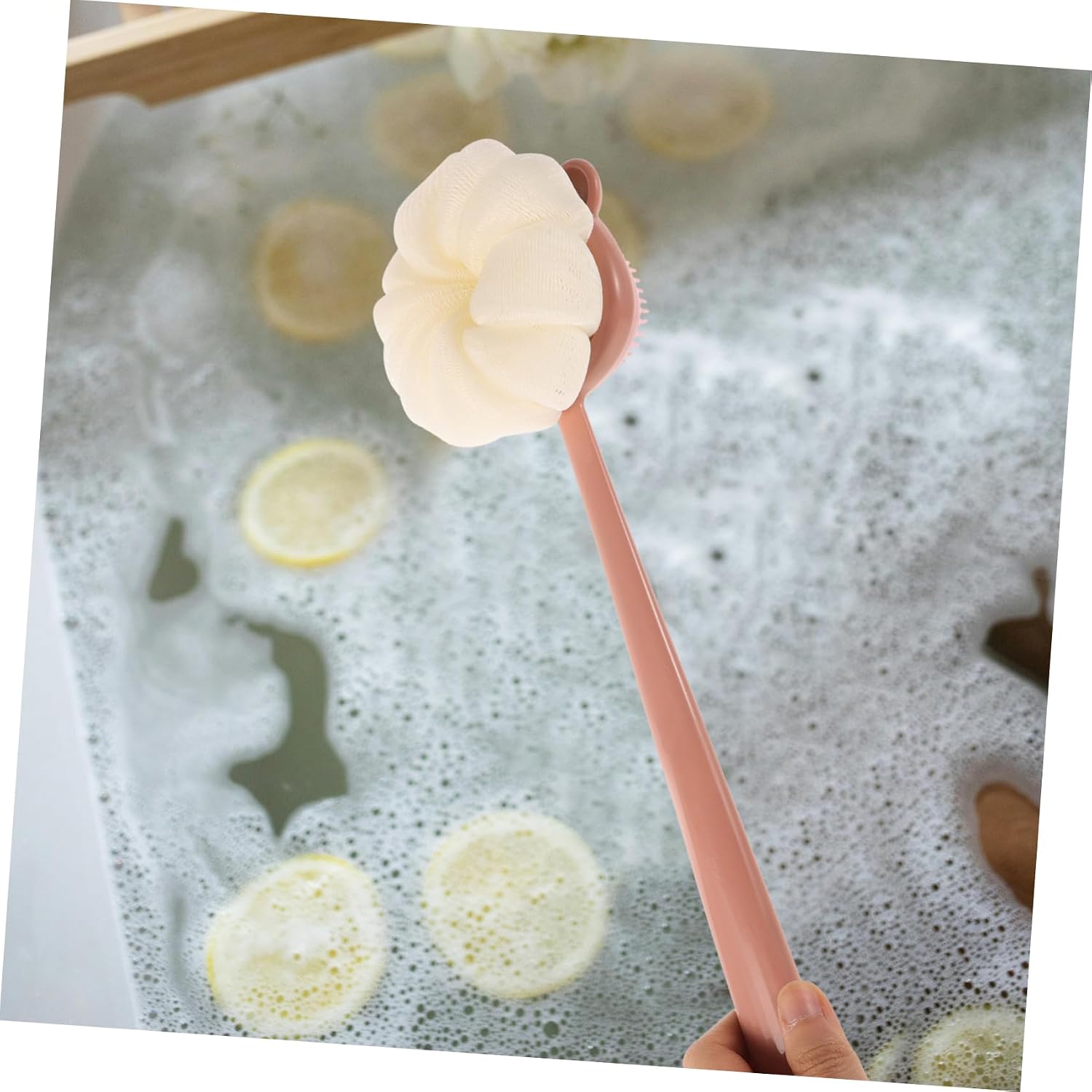 HOMSFOU Exfoliating Body Scrubber Long Handle Bath Brush Shower Back Scrubber Shower Scrub Brush
