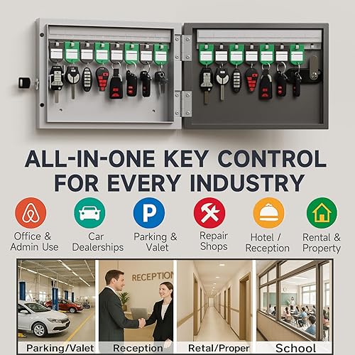 Miniatura 5 de WeHere Caja de cerradura de llave, armario de llaves de montaje en pared con 16 etiquetas de llave y cerradura de combinación - Mini ERP - Ideal