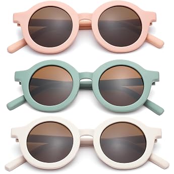 Children's Sunglasses Pack of 3 Children's Sunglasses Colourful Sunglasses Round Sunglasses Summer Gifts for Girls and Boys Outdoor Beach Holiday with 400 UV Protection