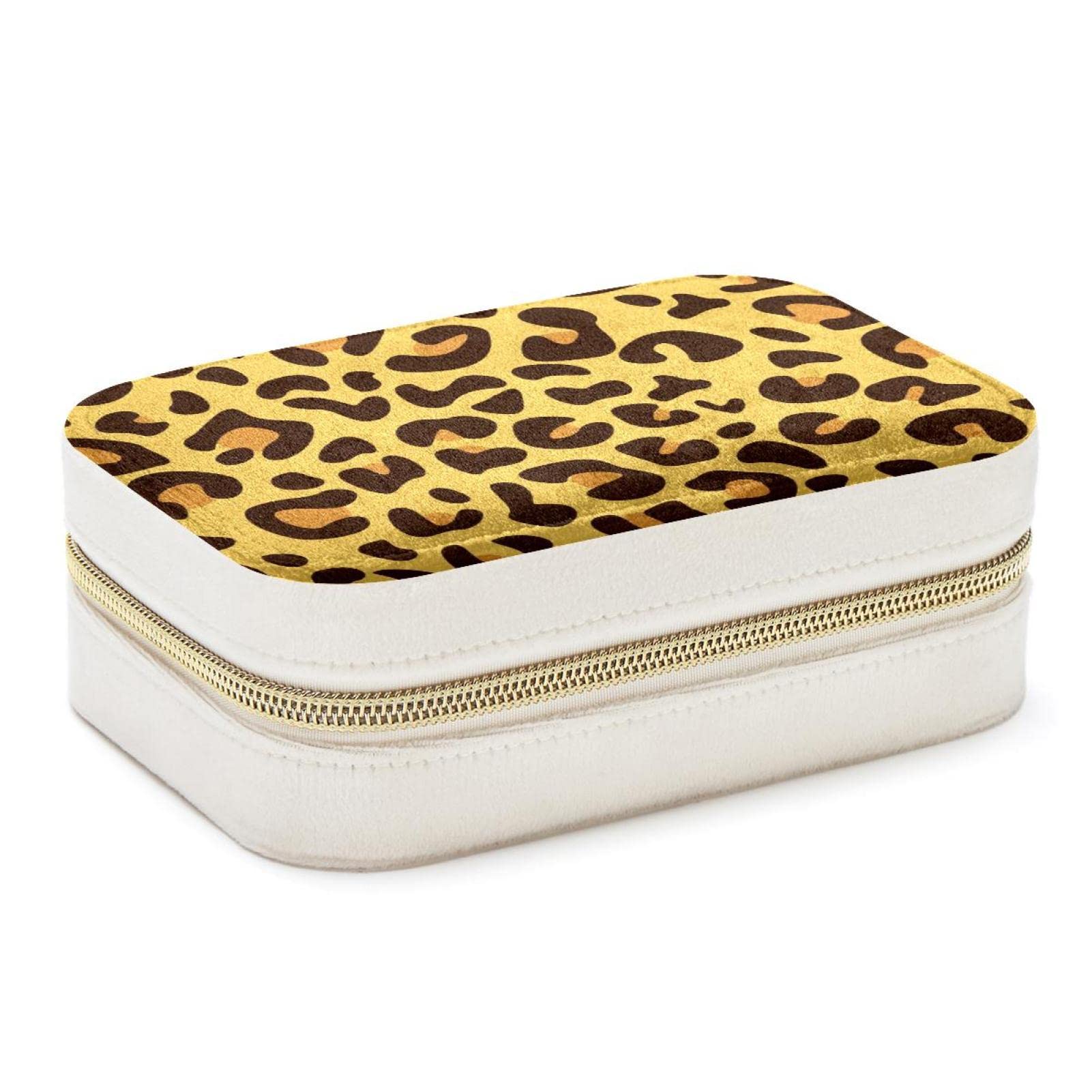 Boîte à bijoux portable fille et femme motif léopard idée cadeau