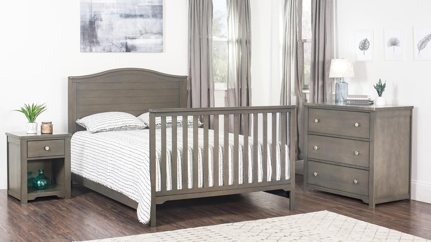 Child Craft Full Size Bed Rails Converts Hampton, Scout, and Cottage 4-in-1 Convertible Crib into Full Size Bed, Made of Sturdy Pinewood, Baby Safe Finish (Dapper Gray)