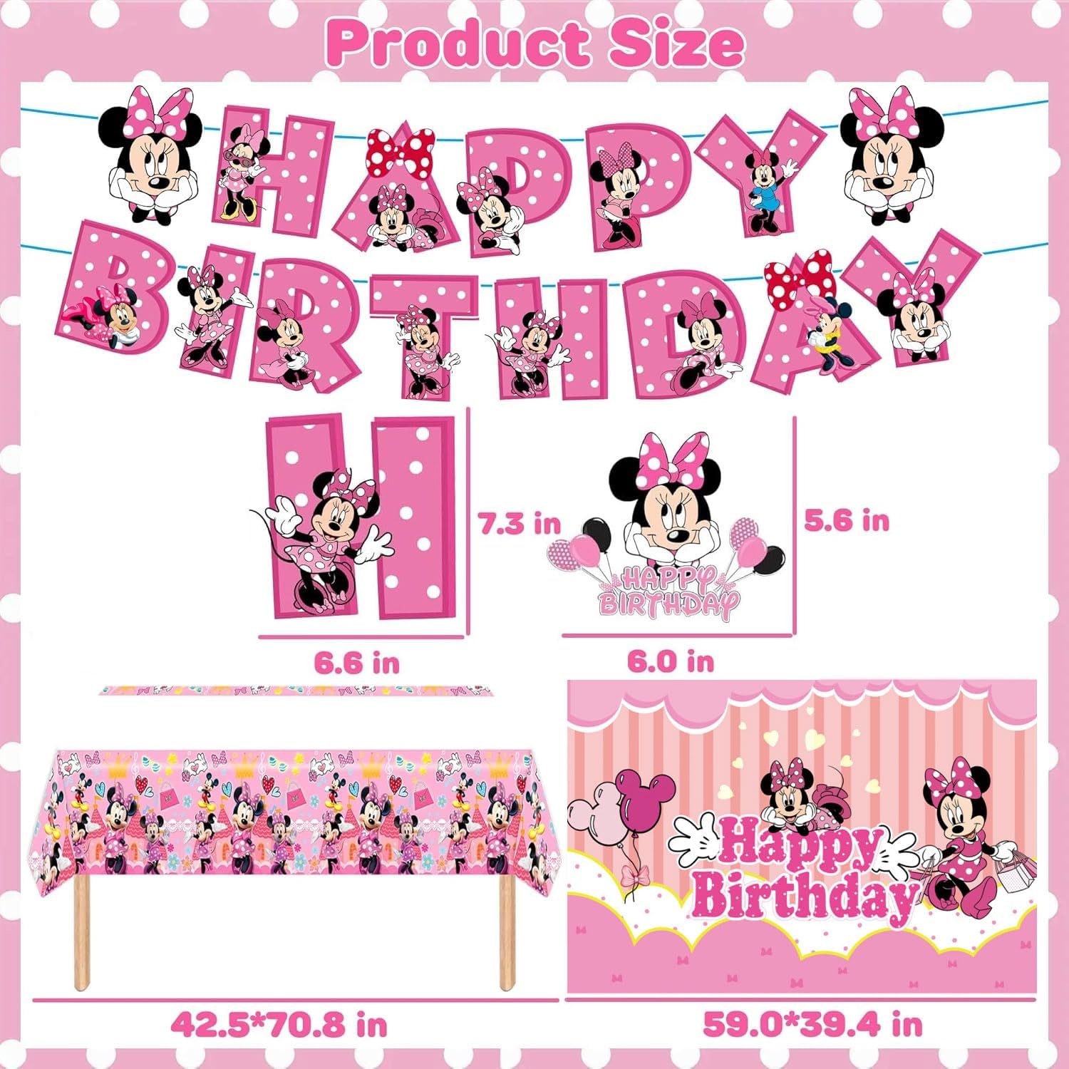 Cartoon Birthday Party Decorations, Party Supplies Kit Include Birthday Banner, Foil Balloons, Backdrop, Tablecloth, Hanging Swirls - Image 3