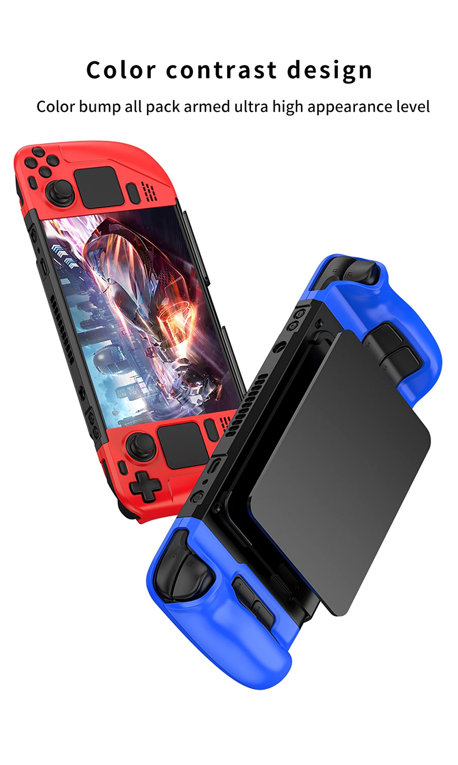 COQUE Funda de consola de juegos de mano para Steam Deck, funda de protección contra caídas, soporte plegable de metal, juego 2 en 1 para juegos móviles Steam Deck-Negro
