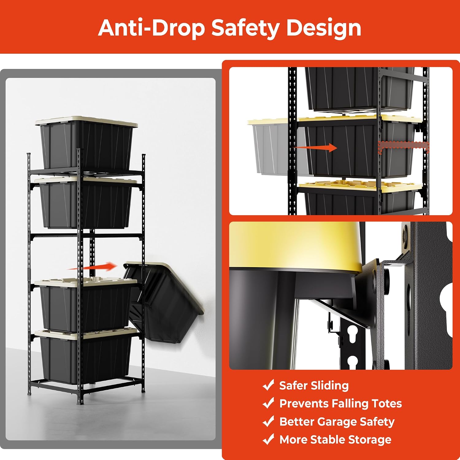 DYNALOAD 740lb 27 Gallon Tote Storage Rack, Heavy Duty 5-Tier Bin Organizer image 5