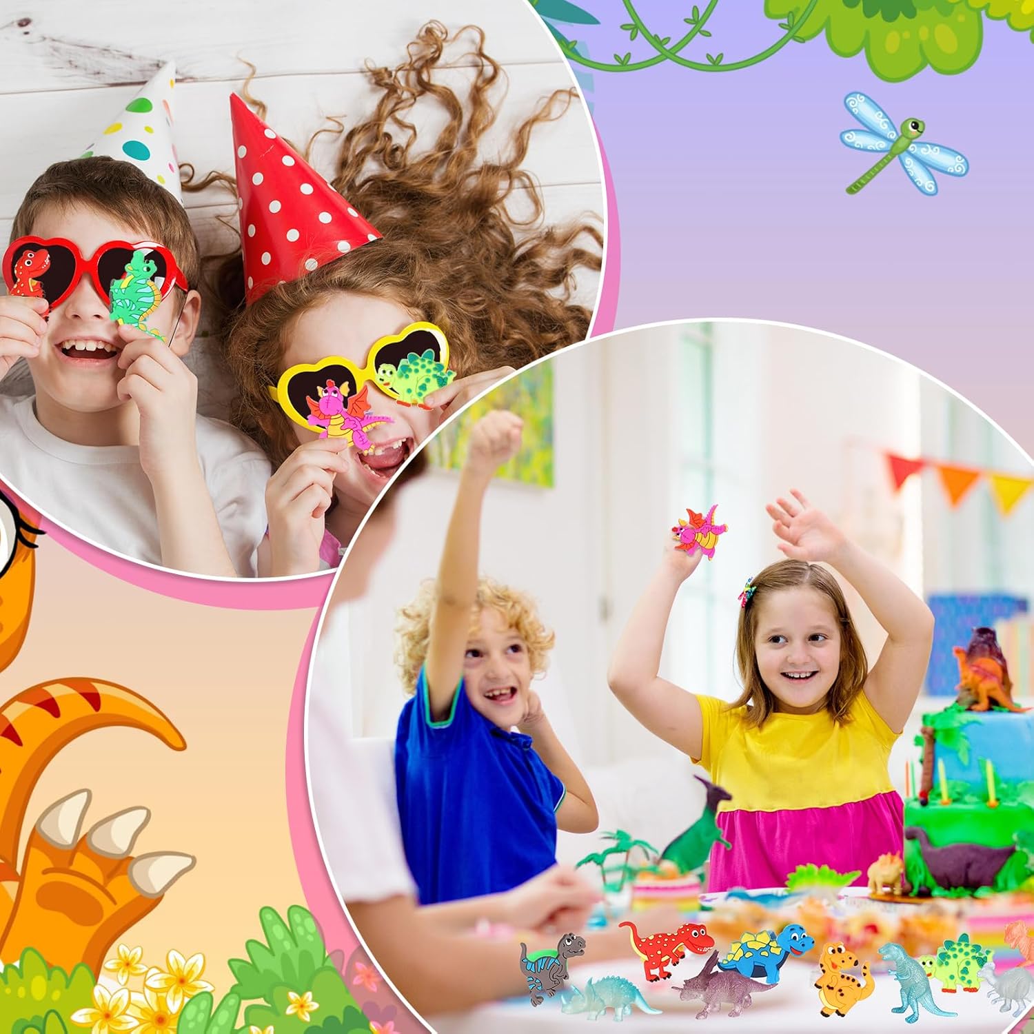 Hanaive 141 Pcs Dinosaur Piñata for Birthday Party, Dino Piñata Set with Blindfold and Baton, 16 x 12 x 3 Inch, Kids Dinosaur Themed Party Favors for Boys and Girls(Cute Style)