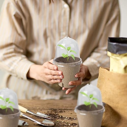 Miniatura 5 de EBaokuup 40 macetas biodegradables para siembra, macetas de vivero de plantas de 3.1 pulgadas con cúpula de humedad, macetas de turba para plantas