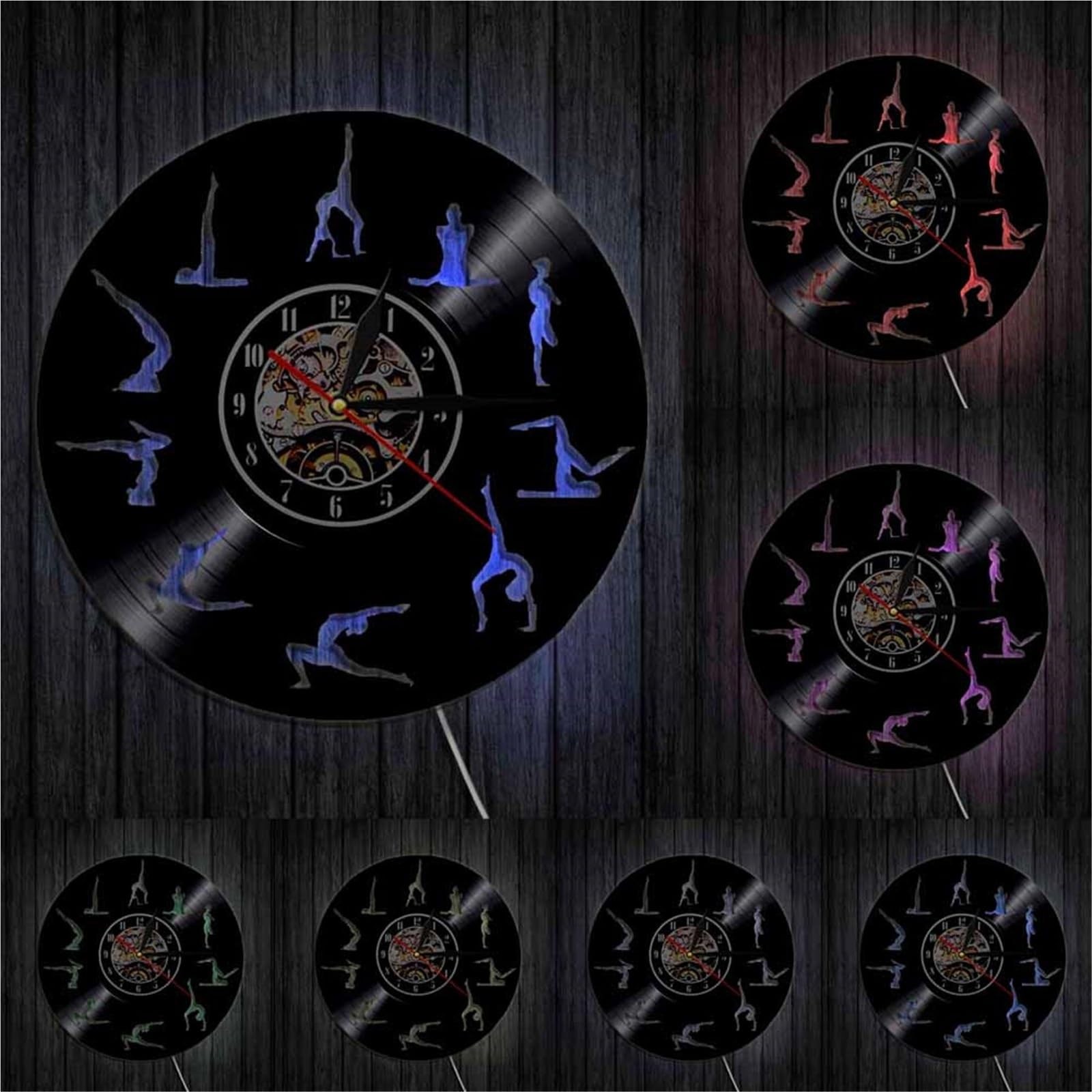 Rekordowy zegar ścienny cichy retro zen dekoracyjny zegarek (z diodami LED)