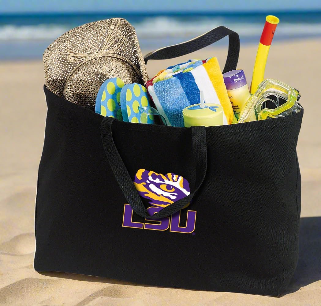 Broad Bay Large LSU Tote Bag – JUMBO Canvas Tiger Design Logo Shopping or Grocery Bag