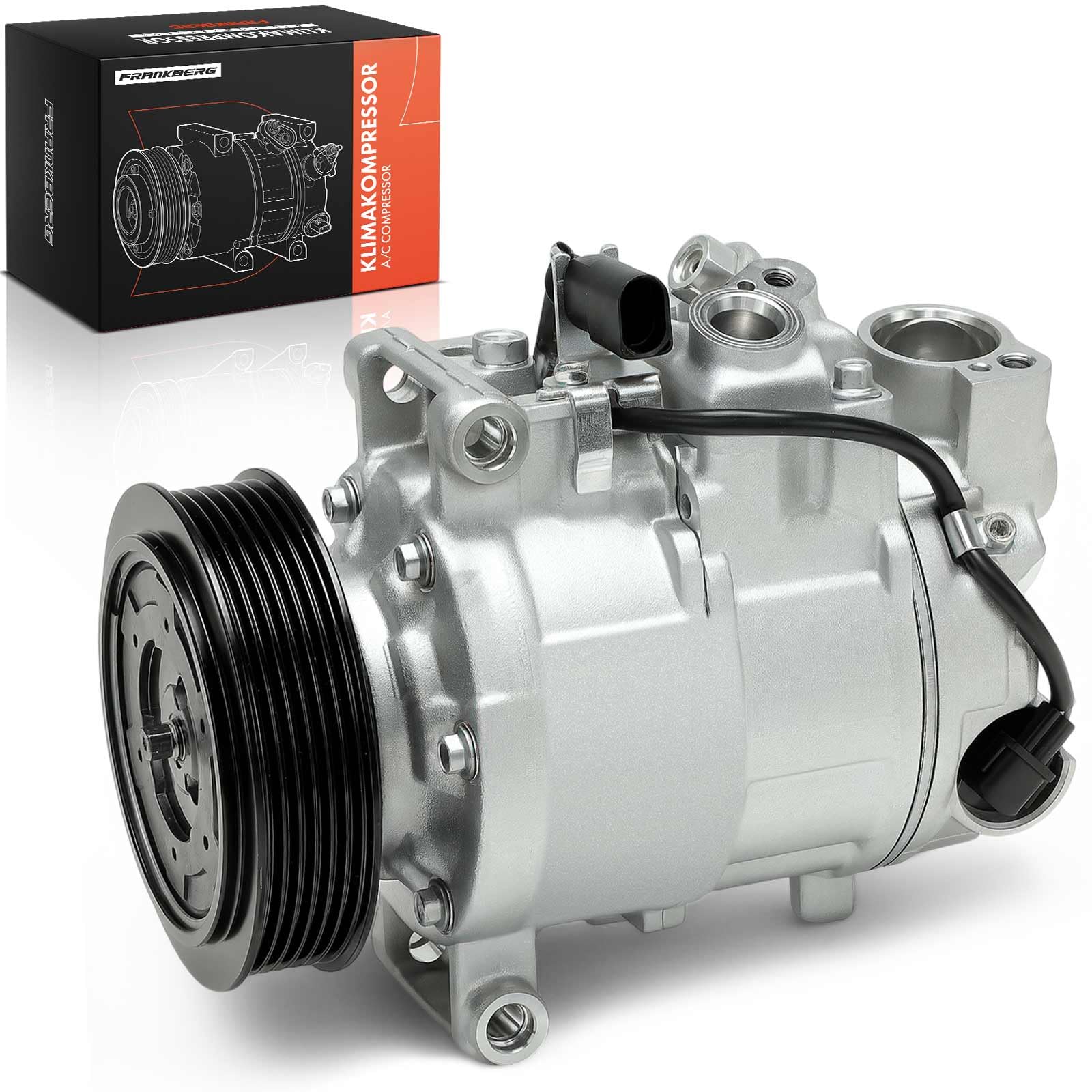 Frankberg Compresor de aire acondicionado con embrague Compatible con Fabia II 542 A3 8P1 A6 Allroad 4FH C6 Ibiza IV 6J5 6P1 Leon 1P1 Replace# 1K0820803Jincl. aceite premezclado