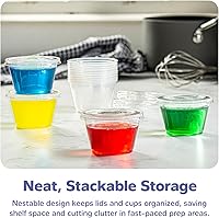 Vista 5 de Recipientes de plástico descartables con tapa para separar porciones o hacer souffle, 4 onza, Transparente