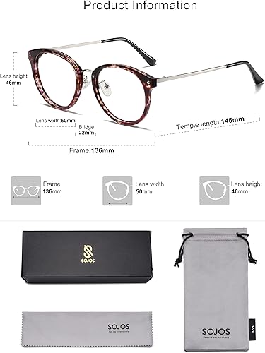 Miniatura 8 de SOJOS Retro redondo TR90 luz azul gafas de lectura mujeres hombres lectores computadora gafas marco SJ9001