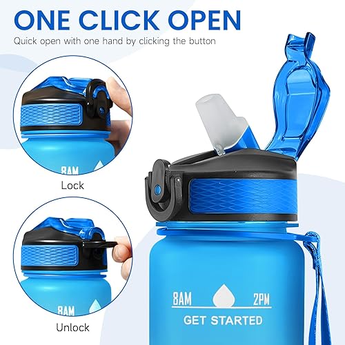Miniatura 3 de 32 oz Water Bottles with Times to Drink and Straw, Motivational Water Bottle with Time Marker, Leakproof & BPA Free, Drinking Sports Water Bottle