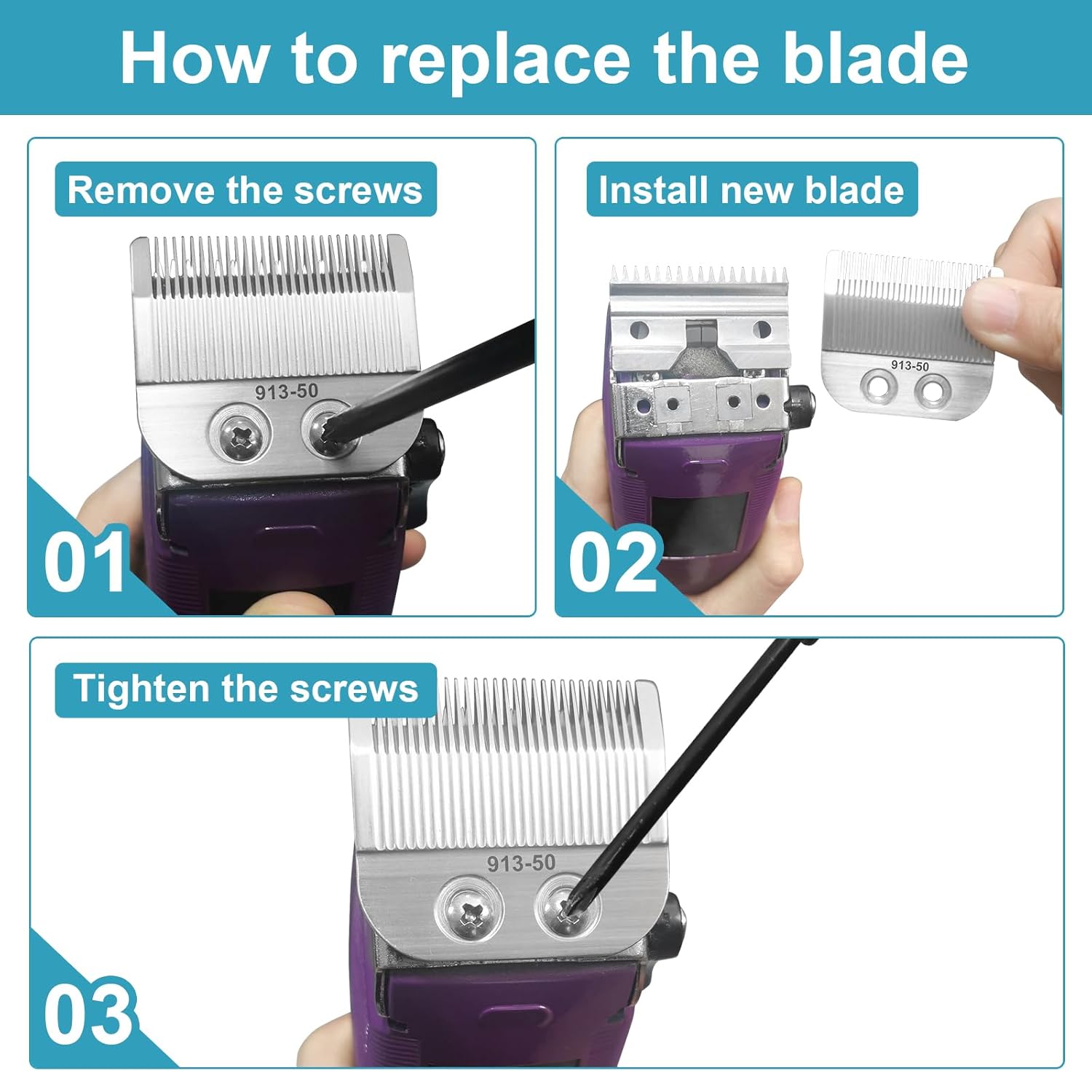 Adjustable Medium Blade Compatible with Oster Fast Feed 076023 and Salon Pro Clippers 076830 Blades Replacement,2 Pack