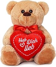 matches21 HOME & HOBBY Teddybär mit Herz HAB Dich LIEB Plüschteddy braun 25 cm süßes Valentinstag Kuscheltier Liebe Geschenk