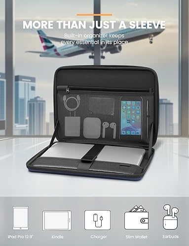 Miniatura 4 de DOMISO Funda para laptop de 13.3 pulgadas con asa, a prueba de golpes, impermeable, funda protectora de EVA para portátiles de 13-13.3 pulgadas13