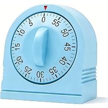 60 Minutes Wind Up Kitchen Timer, Mechanical Visual Timer with Loud Alarm, Manual Countdown Timers for Cooking, Home, Study and Sports Blue