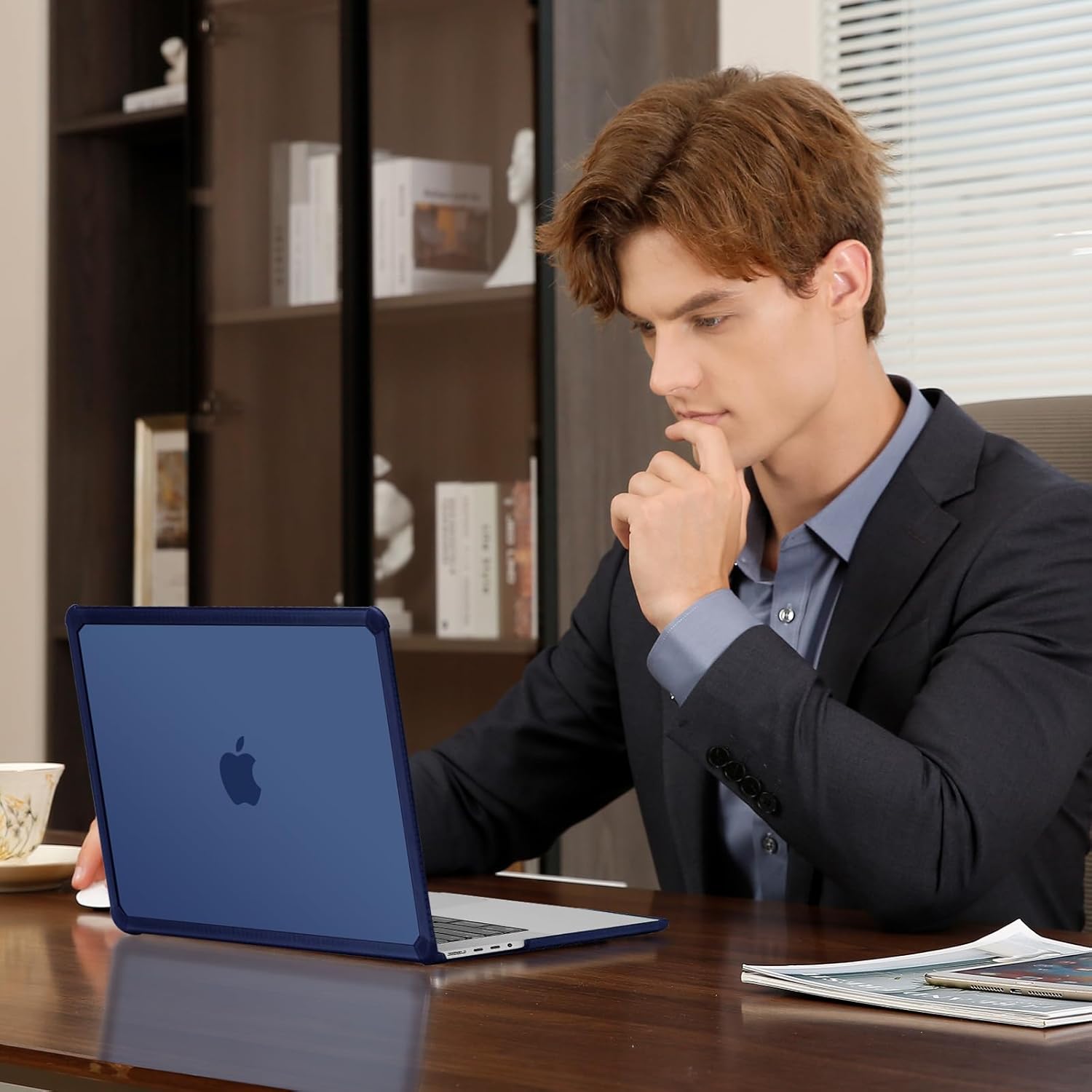 MOSISO Compatible with MacBook Pro 14 inch Case 2026-2021 M5 M4 M3 M2 M1 A3434 A3112 A3185 A3401 A2918 A2992 A2779 A2442, Anti-Cracking TPU Bumper Hard Shell&Keyboard Skin&Screen Film, Navy Blue - Image 6