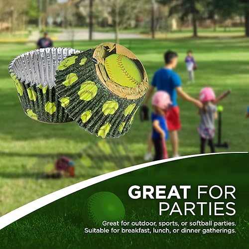 Miniatura 4 de Forros para cupcakes de sóftbol (paquete de 36, respaldo de aluminio, Hi Def.color no se desvanecerá), colección de softbol para niñas Havercamp