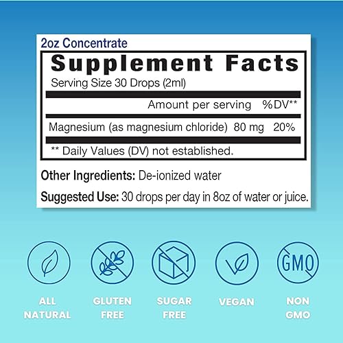 Miniatura 6 de Eidon - Concentrado líquido de magnesio Suplemento iónico de gotas de magnesio para adultos, hombres y mujeres, apoya la relajación muscular, sin