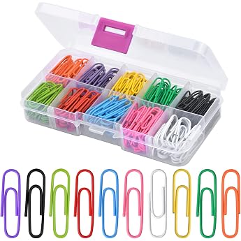 Paper Clips Pack of 250 Paper Clips Colourful Set 10 Colours Large Paper Clips for Office School Document Paper Classification and Personal Accessories