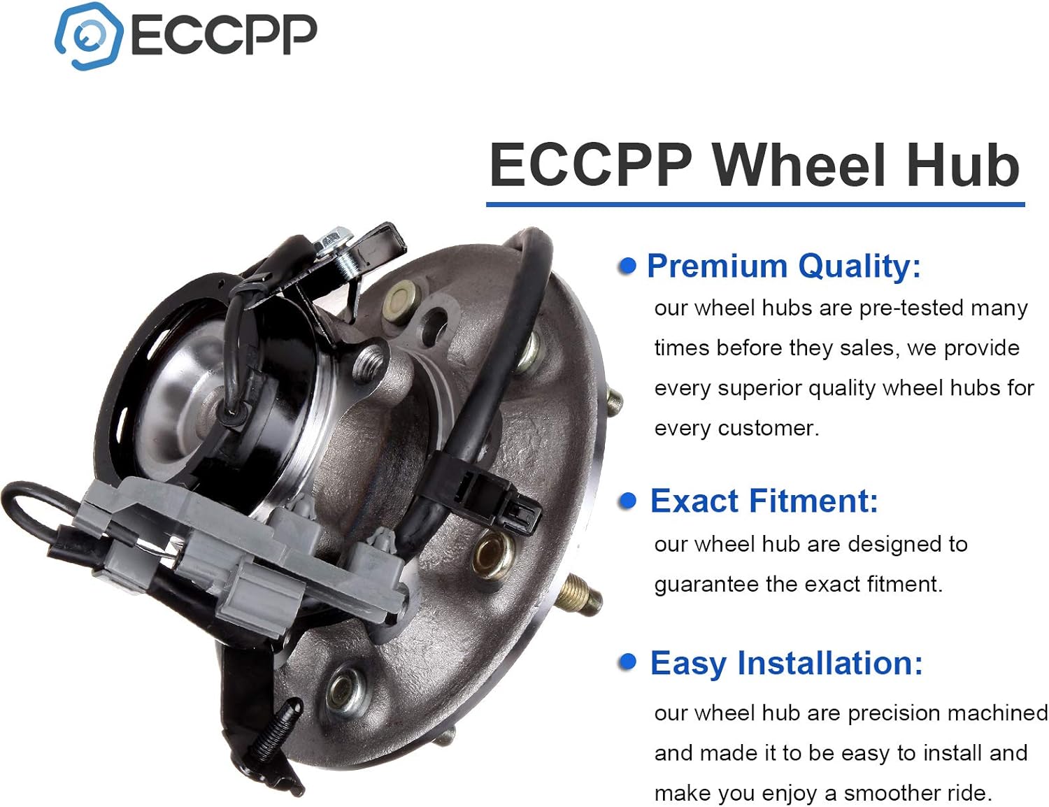 ECCPP Replacement for Pair of 2 New Complete Front Wheel Hub Bearing Assembly 6 Lugs w/ABS for 2004-2008 Chevy GMC 515104 515105