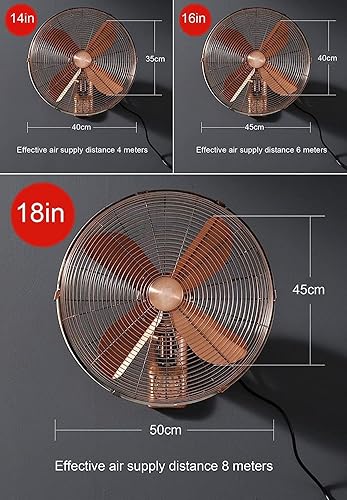 Miniatura 8 de Ventilador oscilante montado en la pared,Ventilador retro de metal para talleres,Ventilador oscilante de 90 grados con control remoto,Ventilador de