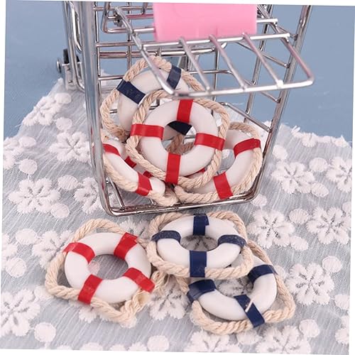 Miniatura 4 de Didiseaon 10 piezas Mini Life Boya Tiburón Decoración Fiesta Remos Bote Remo Náutico Anillo de Natación Mini Anillo de Vida Miniatura Decoración