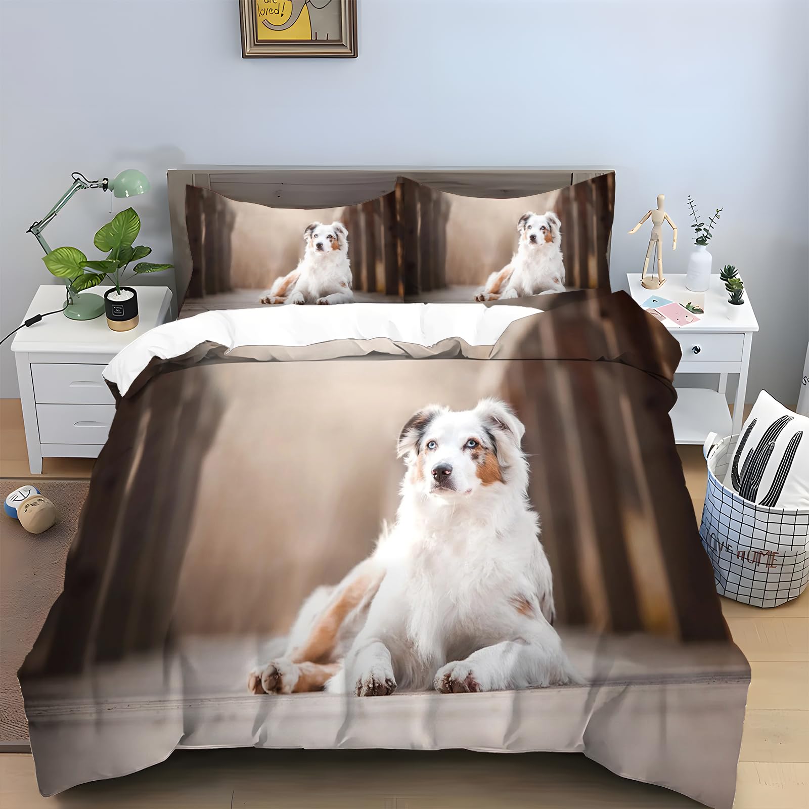 Parure de lit 2 Personnes Chien de Berger en Microfibre Douce 110gsm Durable 240x260