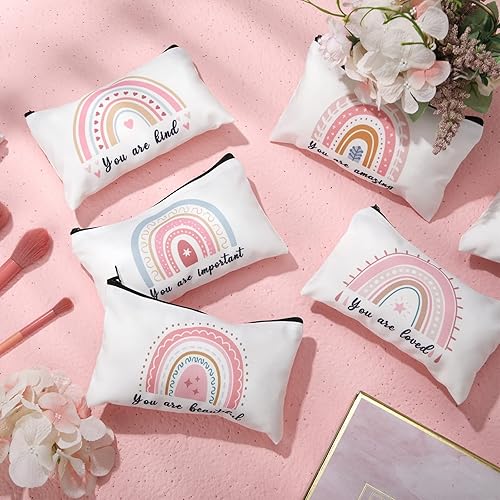 Miniatura 10 de Yahenda 16 bolsas de maquillaje para profesores, bolsas de cosméticos arcoíris a granel, regalos para profesores para el día del profesor, semana de