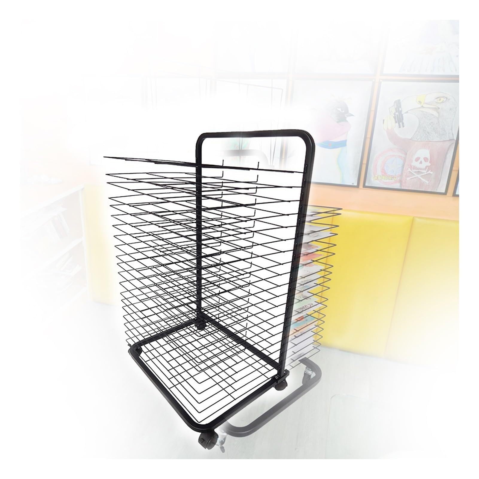 Aioneer Art Drying Rack, Mobile Artwork Storage Organizer With 20 Removable Shelves, Perfect For Schools, Classrooms, Studios & Art Clubs