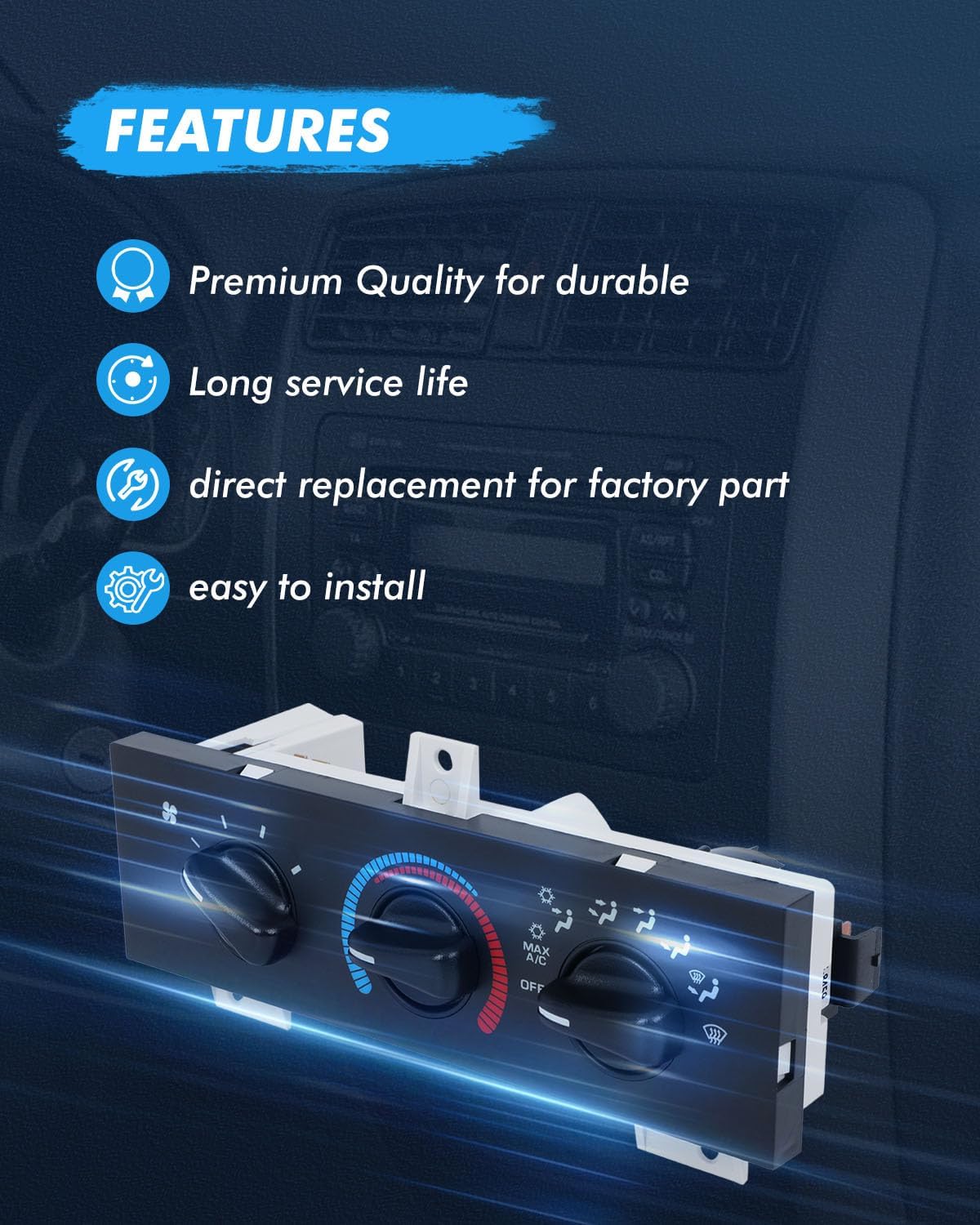 ECCPP 55055459AF Climate Control module AC Heater Climate Control Panle Switch 1998-2003 For Dodge Ram 1500 Van 1998-2003 For Dodge Ram 2500 Van,1998 For Dodge Ram 3500 Van,1999 For Dodge Ram 1500 Van