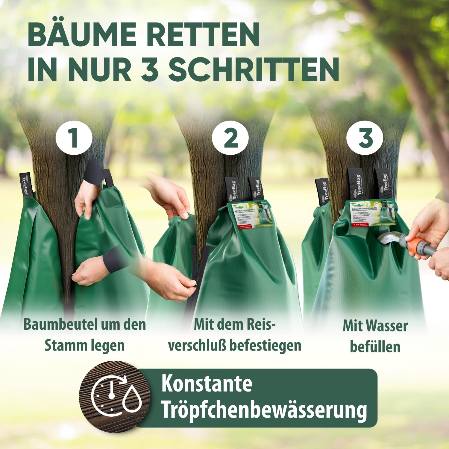 Wassersack für Bäume 2 x 75L – UV-stabiler Baumbewässerungssack aus PVC – Effektiver Bewässerungssack Baum für Garten & Stadtgrün