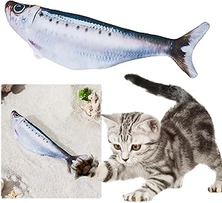 Vibrating Floppy Fish Toy for Cats & Small Dogs - 7.28 Inch, USB Rechargeable, Catnip, Reduces Scratching & Boredom