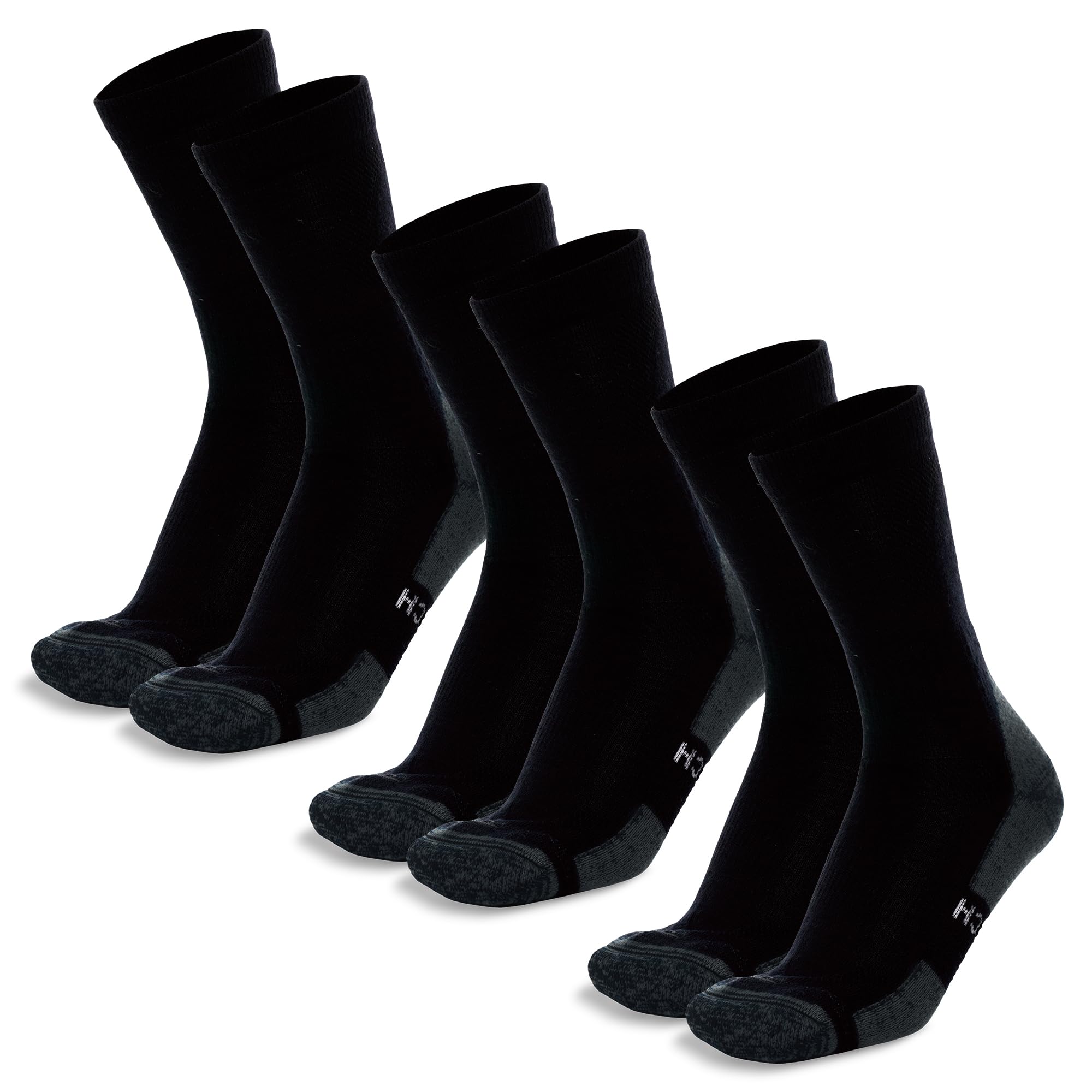 Merino.tech Merino Socken Herren und Damen 3 Paar Wandersocken Unisex für Outdoor und Alltag (Black Pack of 3, 43-47)