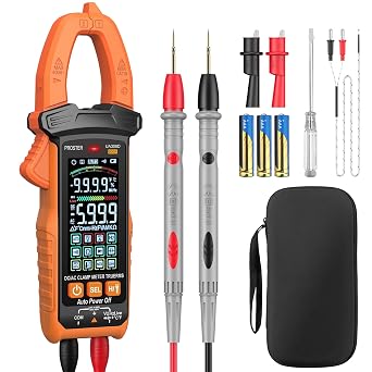 Proster Digital Clamp Meter - 600A DC AC Current 600V AC DC Voltage NCV Continuity Capacitance Resistance Frequency Diode Hz Test