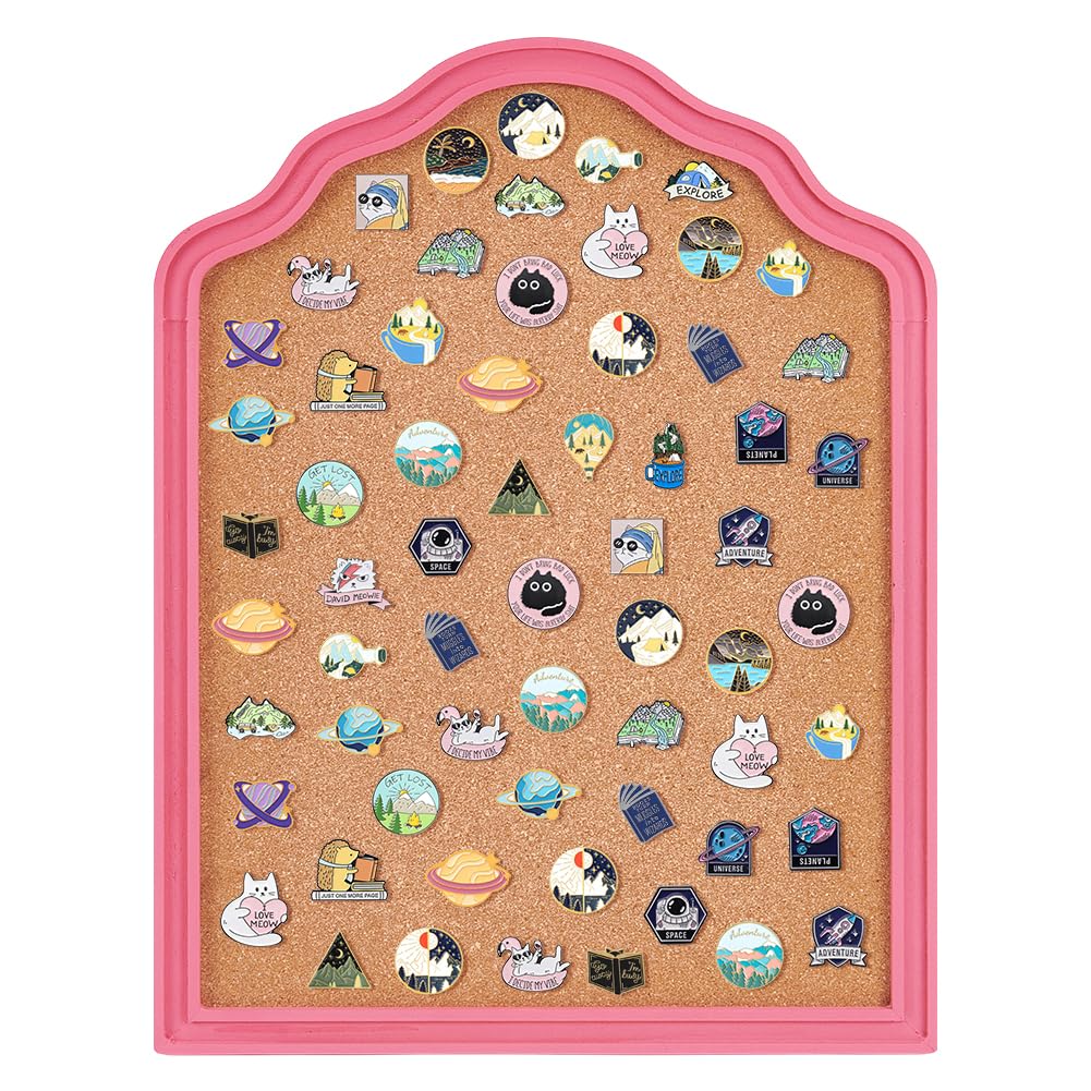 BENECREAT Cork Bulletin Board with Pink Frame, 43x33cm/17x13 Inch Decorative Hanging Message Board for Home Office Decor and Message Display
