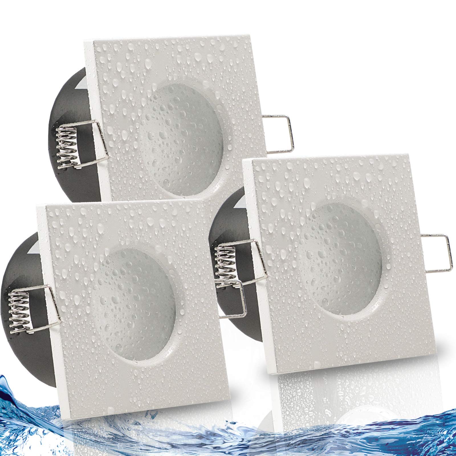 trendlights24 AQB IP65 Bad LED Einbaustrahler 230V 3 Stufen dimmbar 3er Set