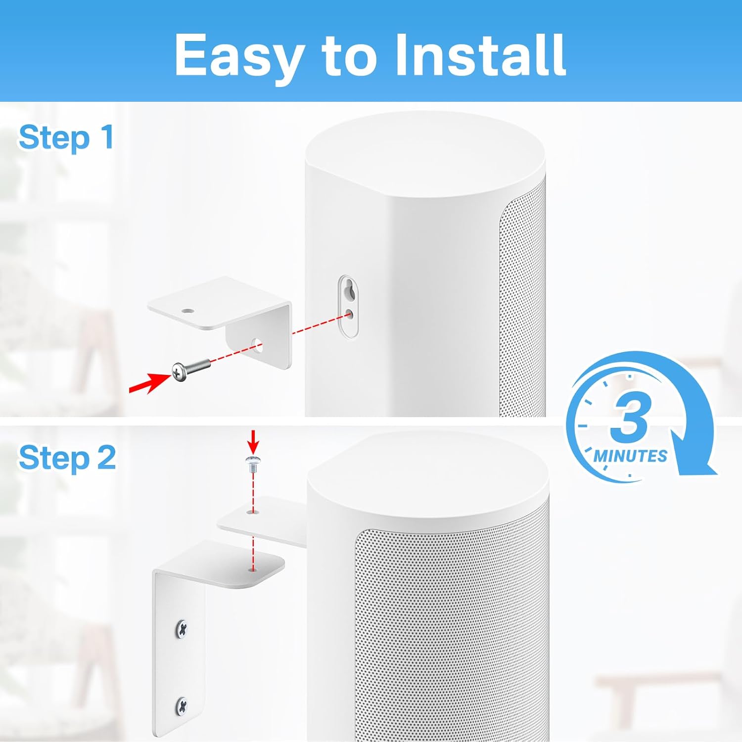 notiela Metal Speaker Mount for Sony HT-A9 & SA-RS5 Speaker Wall Mount Bracket - Easy to Install Wall Speaker Mount for Sony HT-A9 SA-RS5 Rear Speaker Mount, 4 Pack