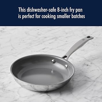 HENCKELS Clad H3 8-inch Induction Ceramic Nonstick Frying Pan, Stainless Steel, Durable and Easy to clean