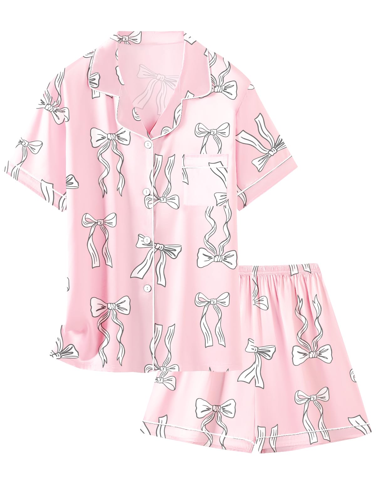Girls &amp; Womens Satin Pajamas Set, Silk Button-Down Sleepwear 2 Piece Nightwear, 3 Years - Women XXL